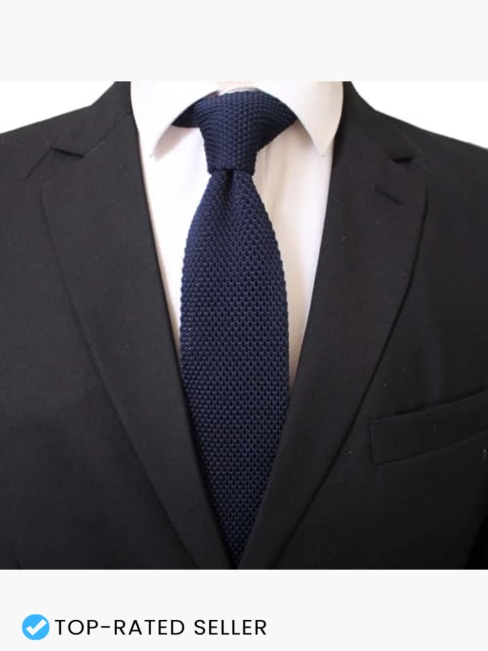 Textured Knit Skinny Tie Slim Fit Business Casual Smart Necktie Square Cut - Picture 2 of 4